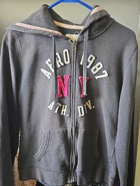 Aeropostale Grey Hoodie with Pink Trim